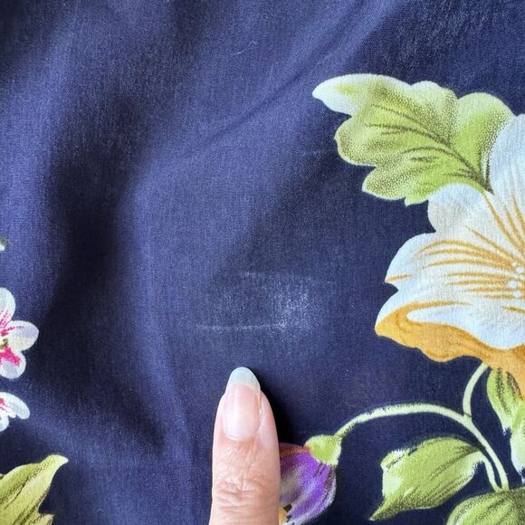 Urban Outfitters ByCorpus Blue Black Floral Scalloped Open Back Dress Pockets L - Picture 10 of 15